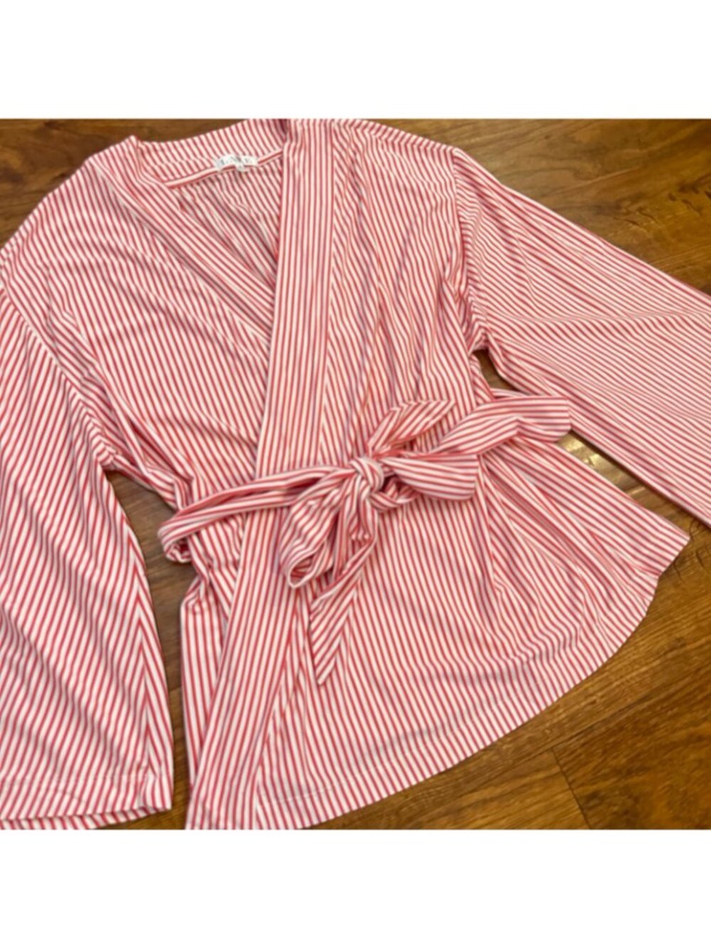 LAKE Pajamas DreamModal Kimono in red Pencil Stripe M - Picture 4 of 7